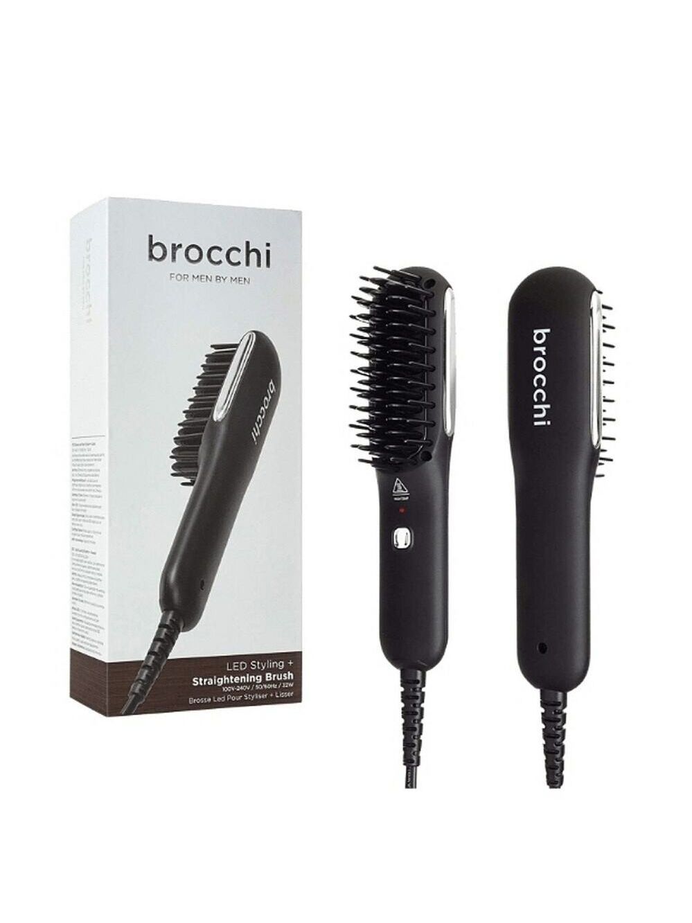 BROCCHI LED CERAMIC HAIR BEARD STYLING STRAIGHTENING BRUSH